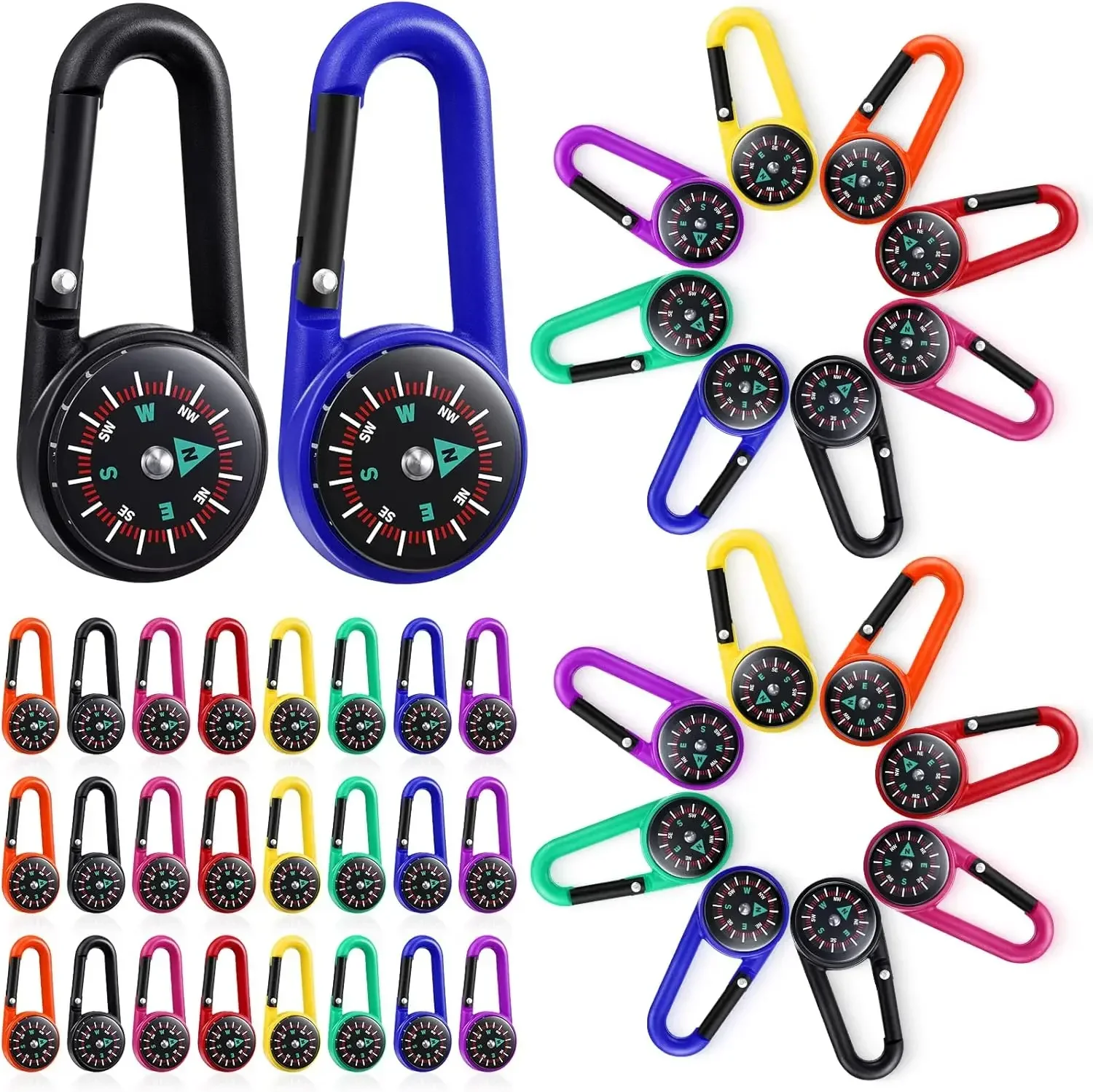 Outdoor Adventure Kids Party - 32 Pcs Compass Keychain Set for