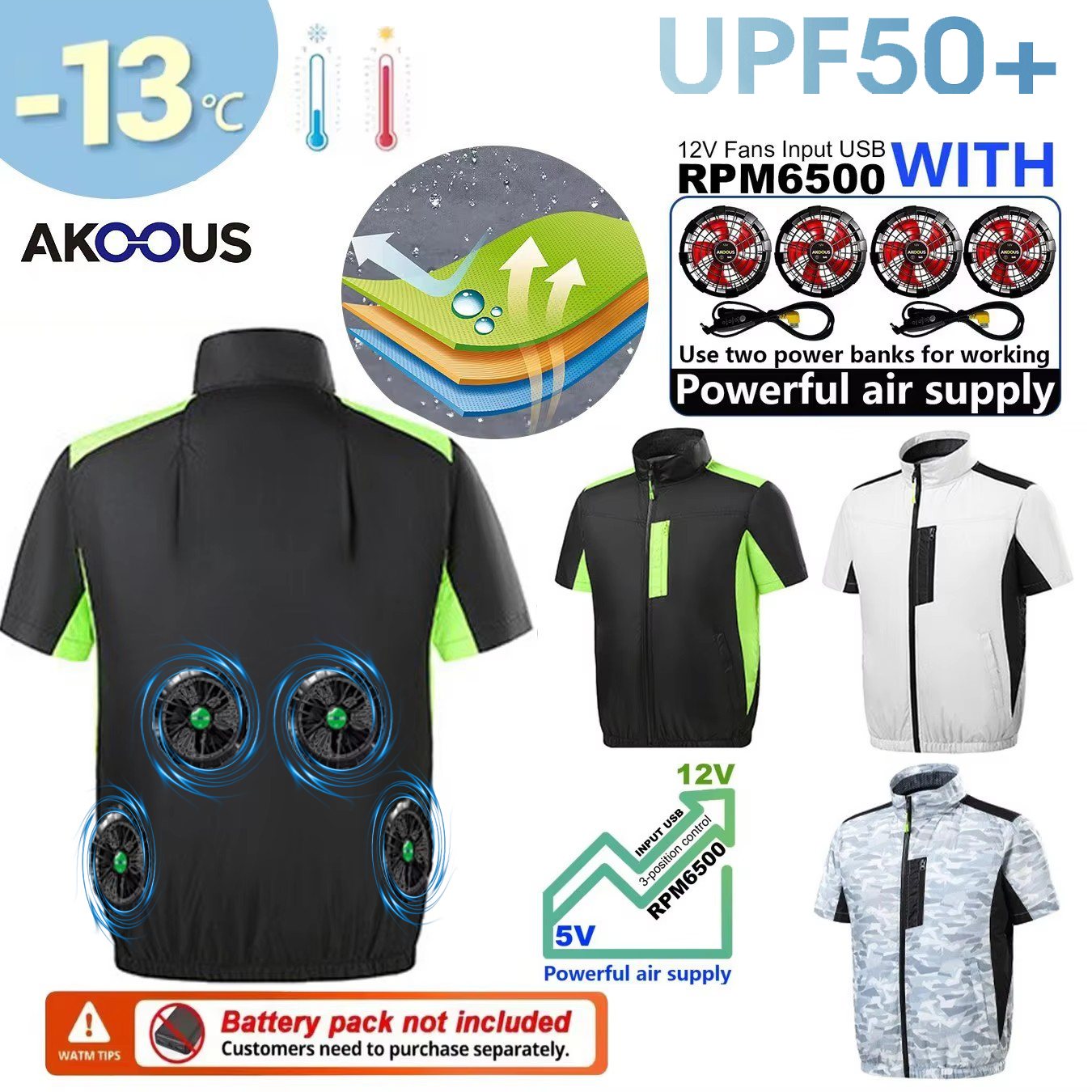 12V 5V USB Cooling 4 Fans Vest - огляд і ціна Outdoor Adventure Clothing